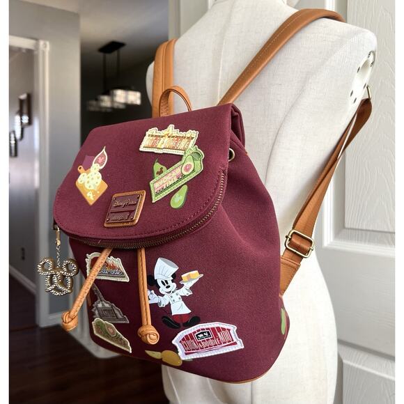 DISNEY PARKS LOUNGEFLY 2024 Food Wine Festival Backpack Mickey Pretzel Charm Fob - Picture 7 of 15